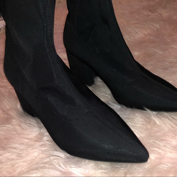 BLACK SOCK HEELED BOOTS - Picture 3 of 4